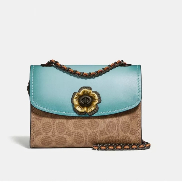 Coach Handbags - COACH 29417 Parker 18 Colorblock Signature Canvas Light Turquoise/Signature EUC